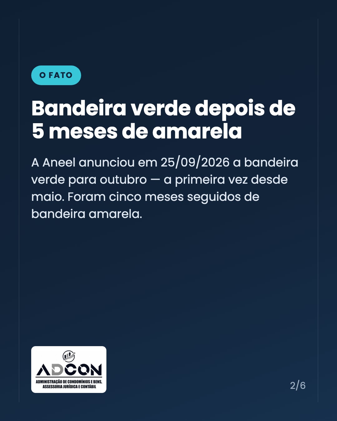 Bandeira verde em outubro: o que muda na conta de energia do condomínio — card 2