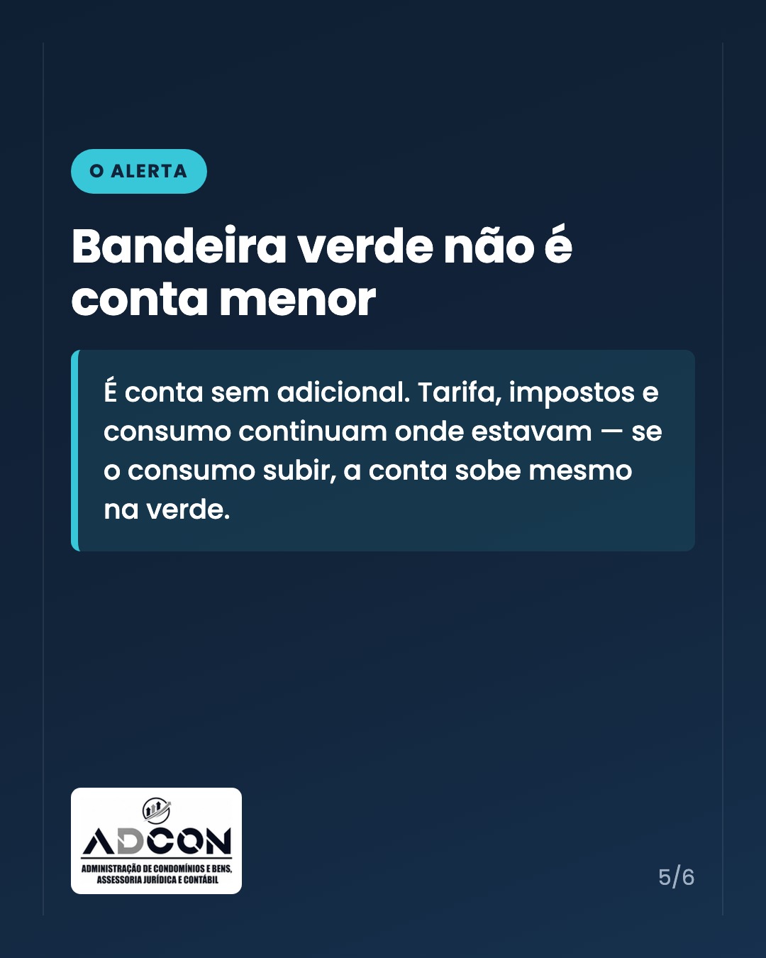Bandeira verde em outubro: o que muda na conta de energia do condomínio — card 5