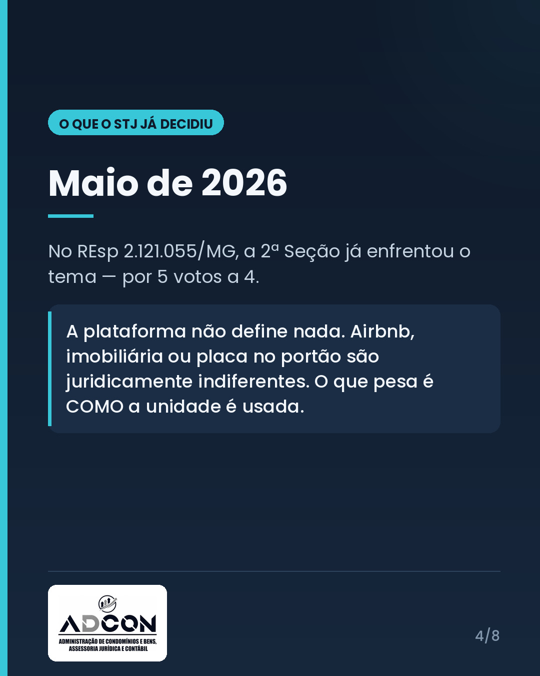 STJ suspende todas as ações sobre aluguel por temporada em condomínio: o que muda (e o que não muda) — card 4